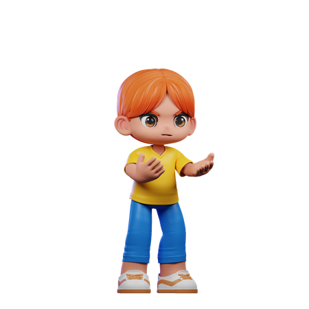 Cute Boy Giving Angry Pose  3D Illustration