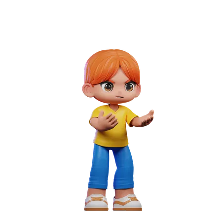 Cute Boy Giving Angry Pose  3D Illustration