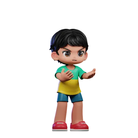 Cute Boy Giving Angry Pose  3D Illustration