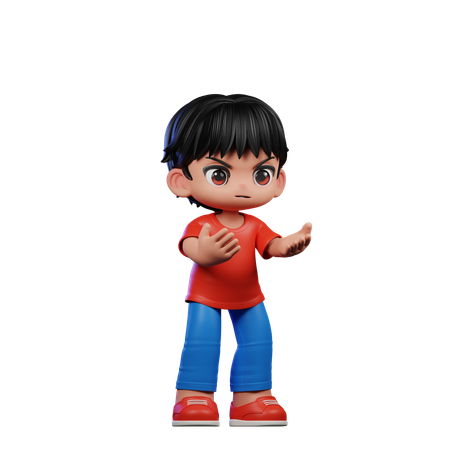 Cute Boy Giving Angry Pose  3D Illustration