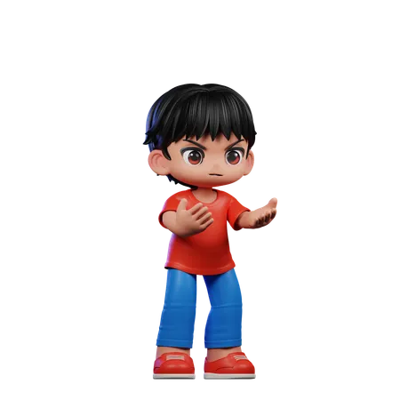 Cute Boy Giving Angry Pose  3D Illustration