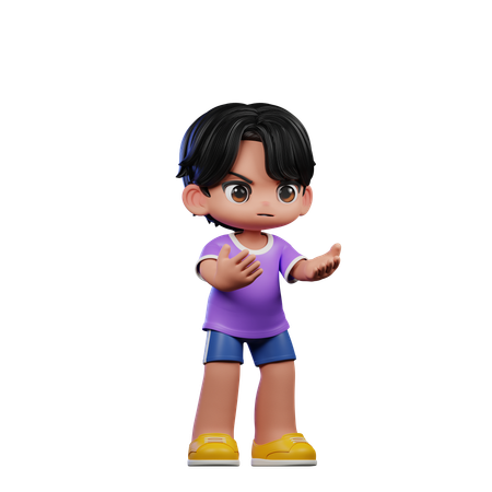 Cute Boy Giving Angry Pose  3D Illustration