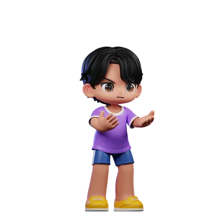 Cute Boy Giving Angry Pose  3D Illustration