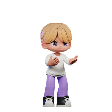 Cute Boy Giving Angry Pose  3D Illustration