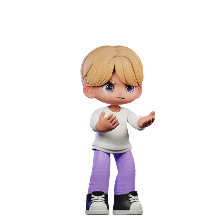 Cute Boy Giving Angry Pose  3D Illustration