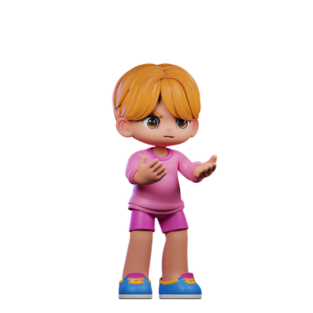 Cute Boy Giving Angry Pose  3D Illustration