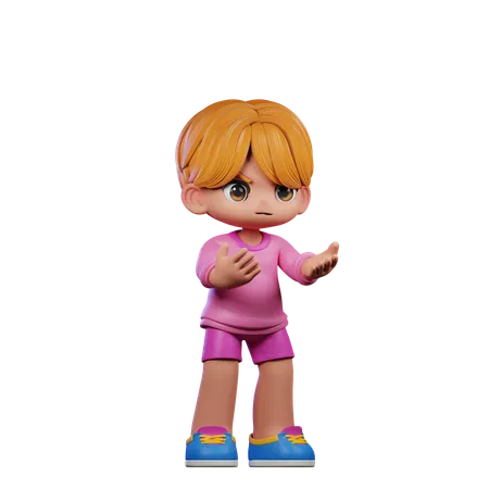 Cute Boy Giving Angry Pose  3D Illustration