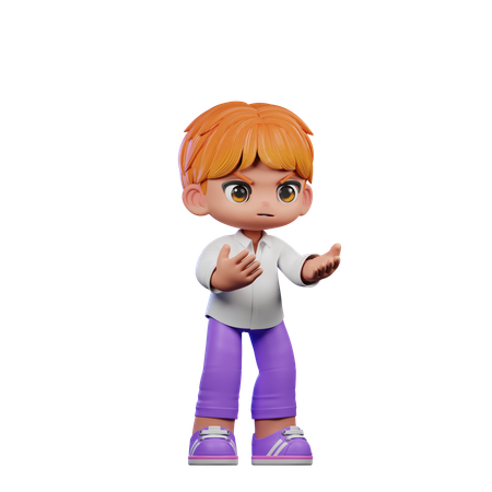 Cute Boy Giving Angry Pose  3D Illustration