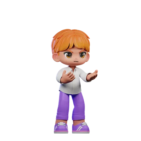 Cute Boy Giving Angry Pose  3D Illustration