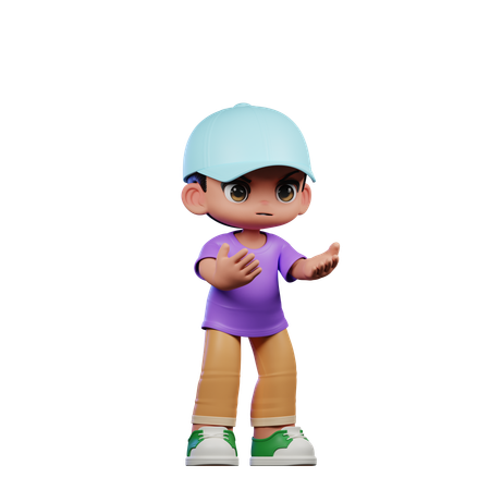 Cute Boy Giving Angry Pose  3D Illustration