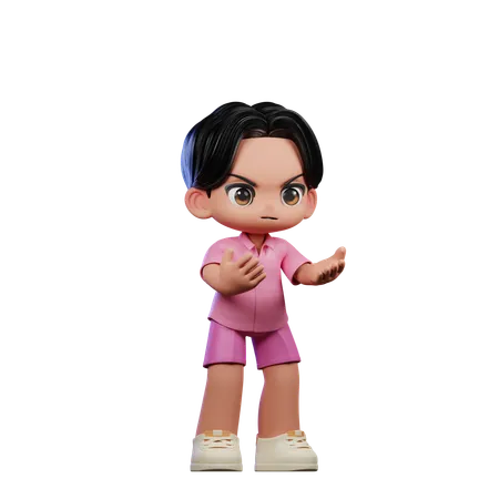 Cute Boy Giving Angry Pose  3D Illustration