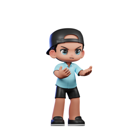 Cute Boy Giving Angry Pose  3D Illustration