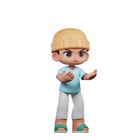 Cute Boy Giving Angry Pose  3D Illustration