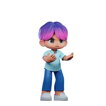 Cute Boy Giving Angry Pose  3D Illustration