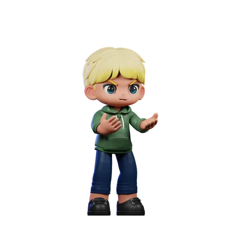 Cute Boy Giving Angry Pose  3D Illustration