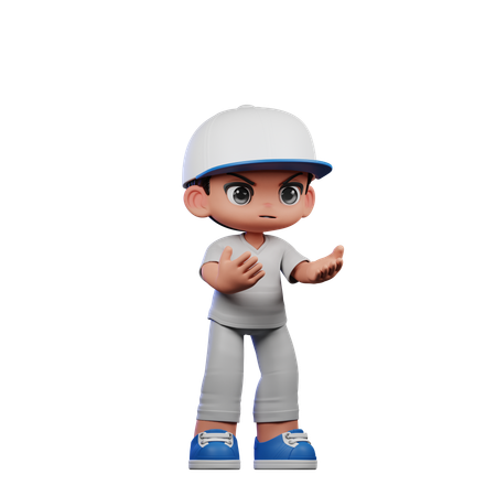 Cute Boy Giving Angry Pose  3D Illustration