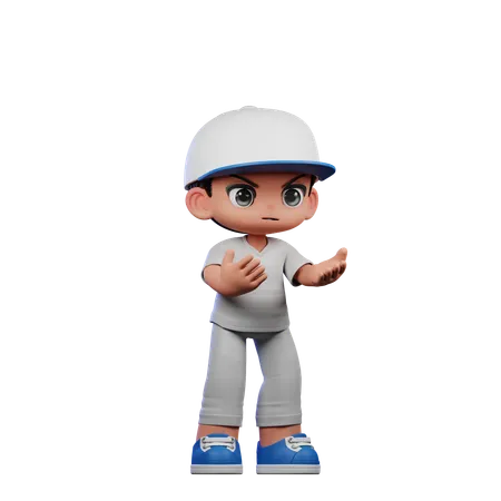 Cute Boy Giving Angry Pose  3D Illustration