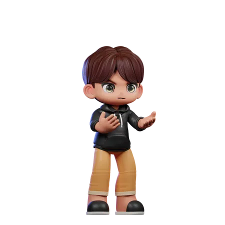 Cute Boy Giving Angry Pose  3D Illustration