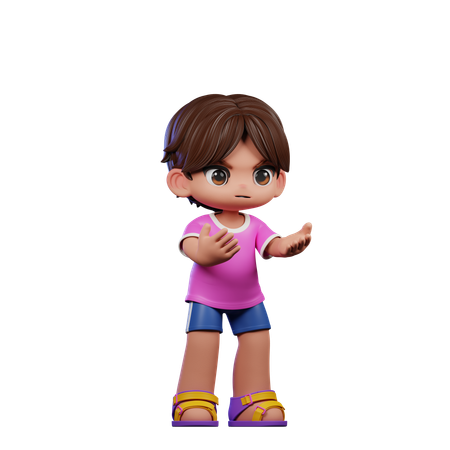 Cute Boy Giving Angry Pose  3D Illustration