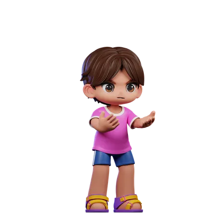 Cute Boy Giving Angry Pose  3D Illustration