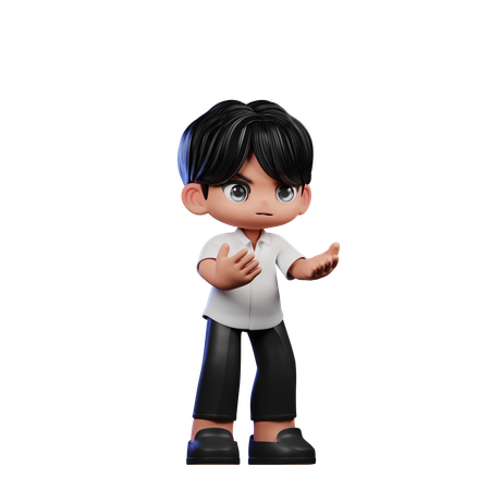 Cute Boy Giving Angry Pose  3D Illustration