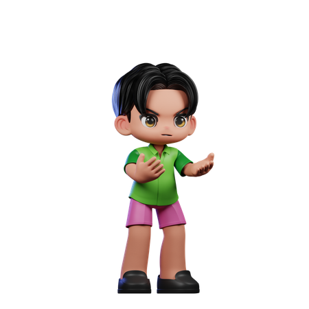 Cute Boy Giving Angry Pose  3D Illustration