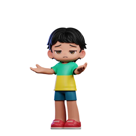 Cute Boy Giving Confused Pose  3D Illustration