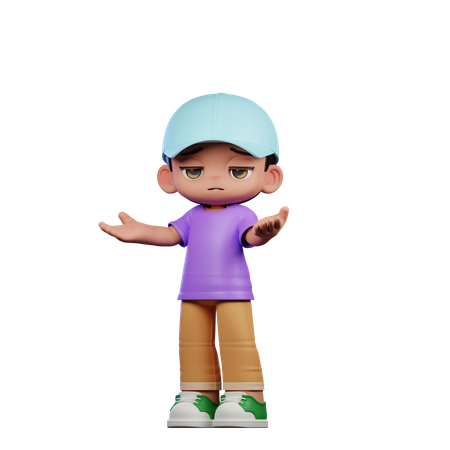 Cute Boy Giving Confused Pose  3D Illustration