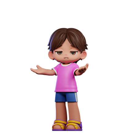 Cute Boy Giving Confused Pose  3D Illustration