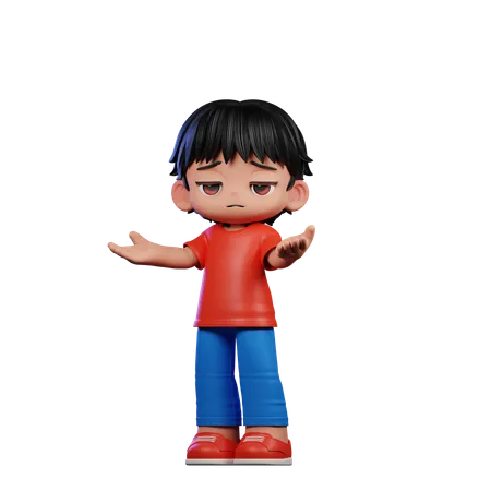 Cute Boy Giving Confused Pose  3D Illustration