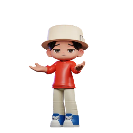 Cute Boy Giving Confused Pose  3D Illustration