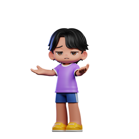 Cute Boy Giving Confused Pose  3D Illustration