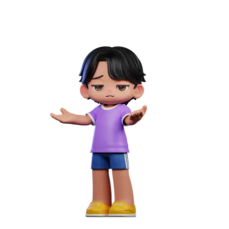 Cute Boy Giving Confused Pose  3D Illustration