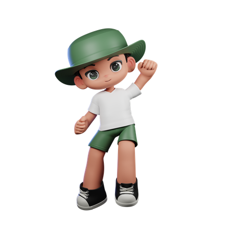 Cute Boy Giving Congrats Pose  3D Illustration