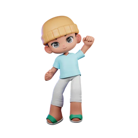 Cute Boy Giving Congrats Pose  3D Illustration