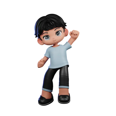 Cute Boy Giving Congrats Pose  3D Illustration