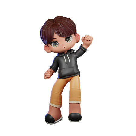 Cute Boy Giving Congrats Pose  3D Illustration