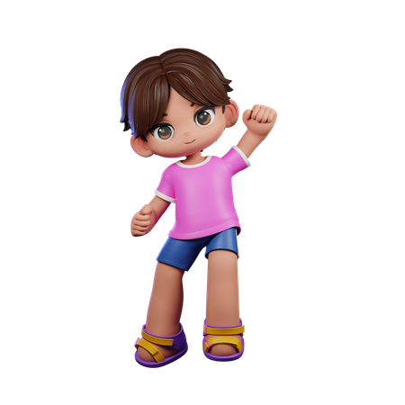 Cute Boy Giving Congrats Pose  3D Illustration