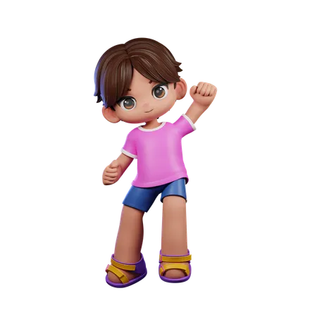 Cute Boy Giving Congrats Pose  3D Illustration