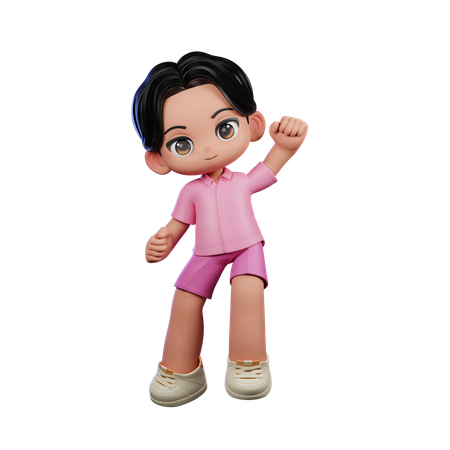 Cute Boy Giving Congrats Pose  3D Illustration