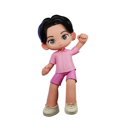 Cute Boy Giving Congrats Pose  3D Illustration