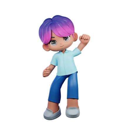 Cute Boy Giving Congrats Pose  3D Illustration