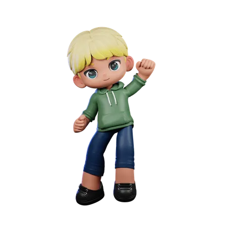 Cute Boy Giving Congrats Pose  3D Illustration