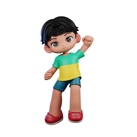 Cute Boy Giving Congrats Pose  3D Illustration