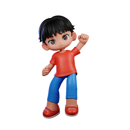 Cute Boy Giving Congrats Pose  3D Illustration