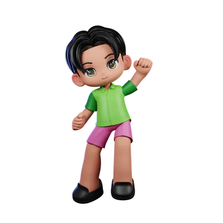 Cute Boy Giving Congrats Pose  3D Illustration