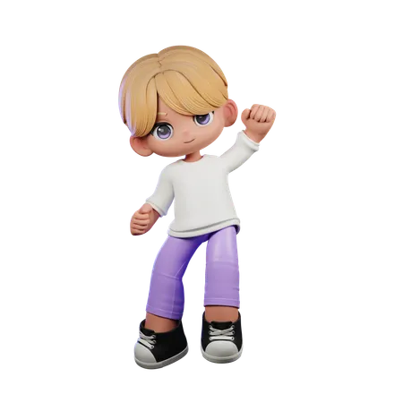 Cute Boy Giving Congrats Pose  3D Illustration