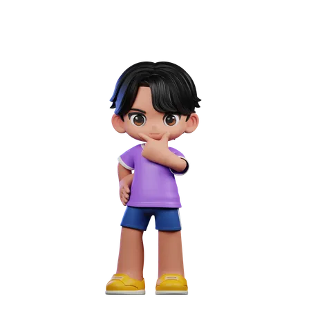 Cute Boy Giving Curious Pose  3D Illustration