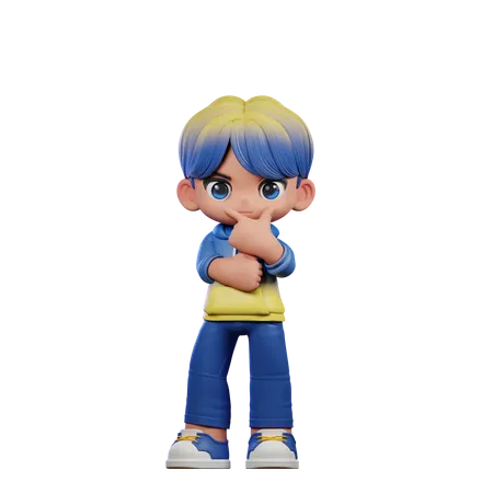 Cute Boy Giving Curious Pose  3D Illustration