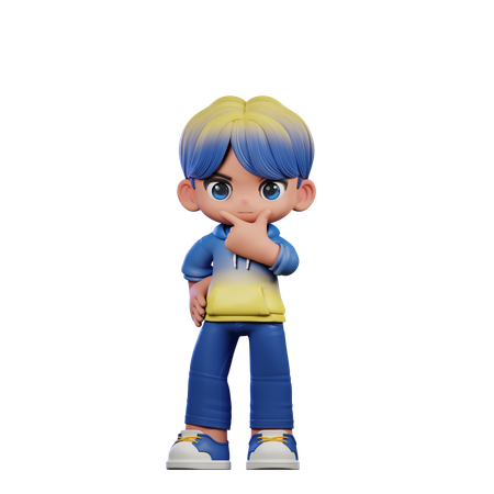 Cute Boy Giving Curious Pose  3D Illustration